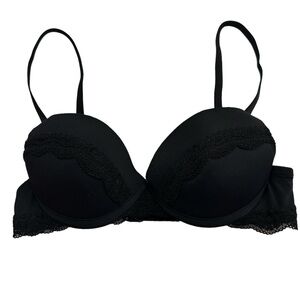 Black Padded Lace Trim Underwire Bra Polymide/Elastane 70B (32B) Preowned
